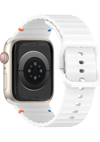 Apple Watch 10 Serisi 42MM - 38/40/41MM Kordon Dekoratif Örgü Çizgili Spor Silikon Kayış