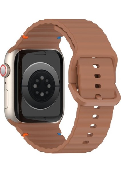 Apple Watch 44/45/46/49mm Kordon Dekoratif Örgü Çizgili Spor Silikon Kayış 2/3/4/5/6/se/7/8/9/10/11/ultra