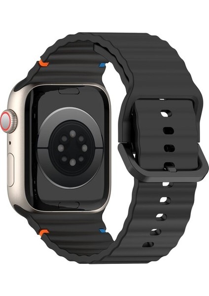 Apple Watch 44/45/46/49mm Kordon Dekoratif Örgü Çizgili Spor Silikon Kayış 2/3/4/5/6/se/7/8/9/10/11/ultra