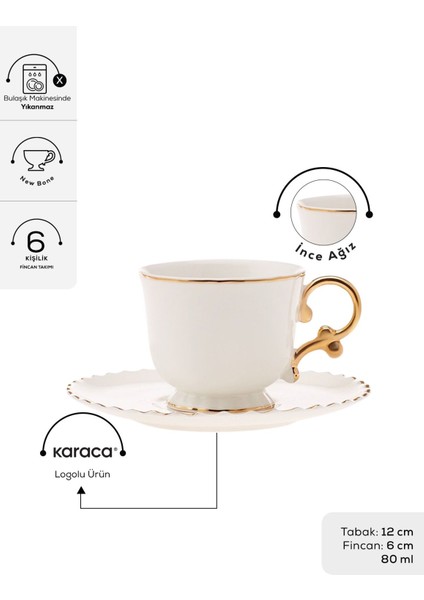 Bej 6 Kişilik Zarif Kahve Fincan Takımı, 80 Ml, Şık ve Kullanışlı fiyatları