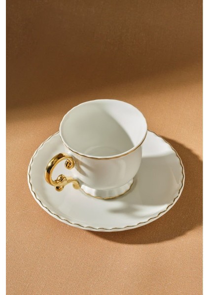 Bej 6 Kişilik Zarif Kahve Fincan Takımı, 80 Ml, Şık ve Kullanışlı indirimleri