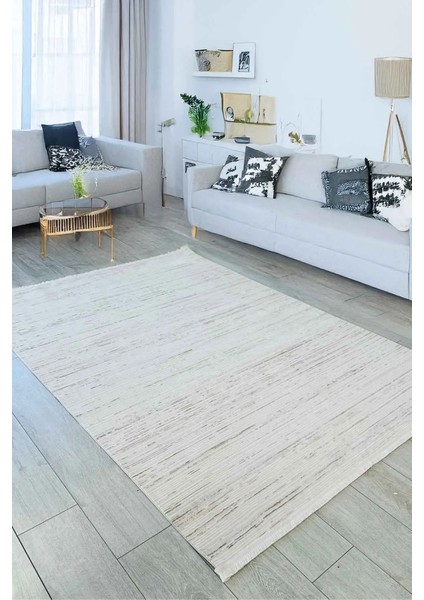 Violette Dokuma Yıkanabilir Modern Krem Vizon Salon Halısı Mutfak Halısı Yolluk