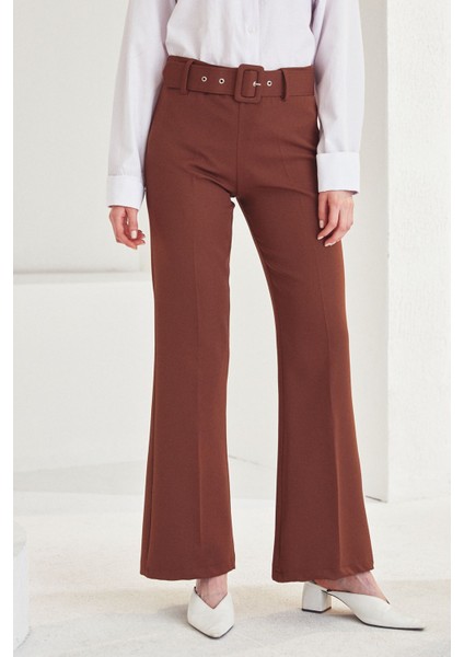 Ispanyol Paça Dabıl Pantolon-Kahve