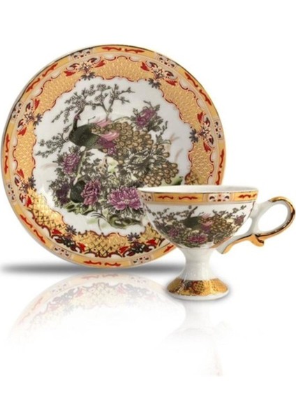 Beyaz 6'lı Ayaklı Porselen Kahve Seti, Şık ve Zarif Tasarım