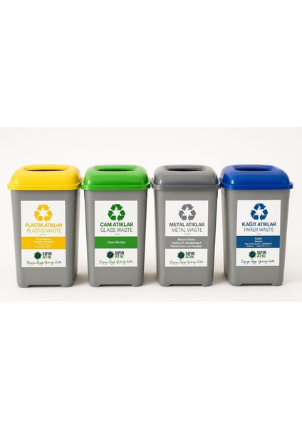 50 Lt * 4 Adet Plastik Cam Metal Kağıt Için Plastik Sıfır Atık Kutusu Geri Dönüşüm Kutusu Toplama büyük boy fırsatları