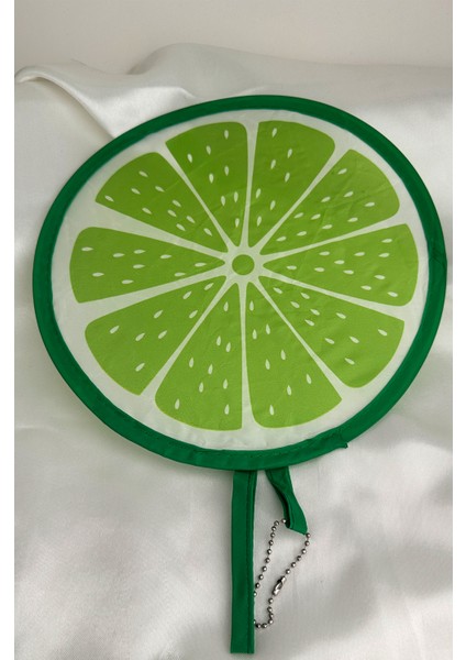 Yeşil Limon Dilimi Desen Katlanabilir Yuvarlak Yelpaze (21*21)