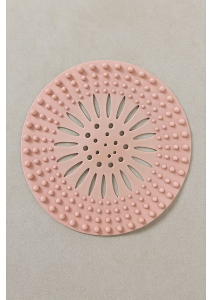 Pembe Yuvarlak Silikon Banyo ve Mutfak Gider Tıkacı Süzgeç – Kaymaz Tabanlı Pratik Lavabo Filtresi