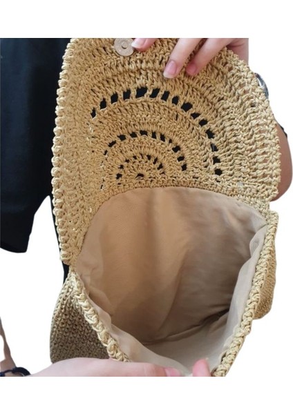 3565 El Yapımı Kağıt Ip Şapka ve Clutch Çanta Set / Bej fırsatları