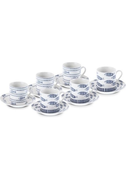 Mavi 6 Kişilik 80 ml Kahve Fincanı Takımı
