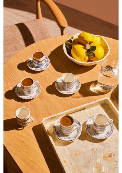 Mavi 6 Kişilik 80 ml Kahve Fincanı Takımı modelleri