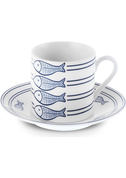 Mavi 6 Kişilik 80 ml Kahve Fincanı Takımı