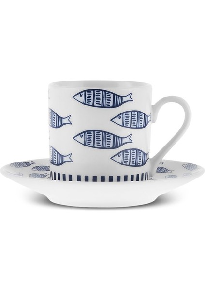 Mavi 6 Kişilik 80 ml Kahve Fincanı Takımı