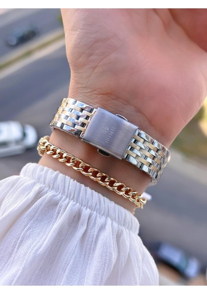 Çelik Kordon 2 Yıl Garantili 30 mt Suya Dayanıklı Kadın Kol Saati+Bileklik HM.B233240.3 modelleri