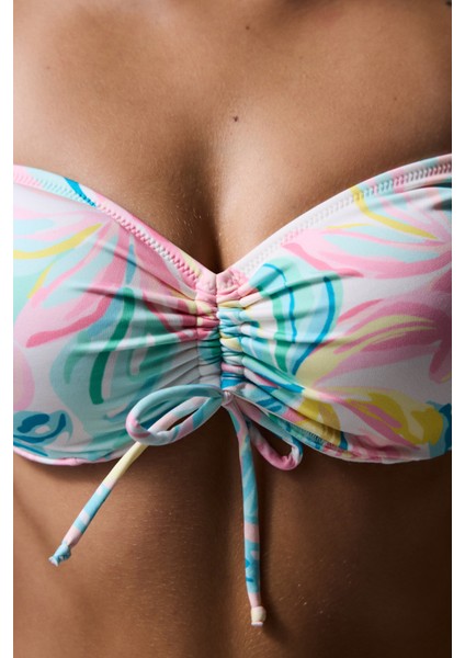 Yaprak Desenli Balenli Bikini Üstü fırsatları