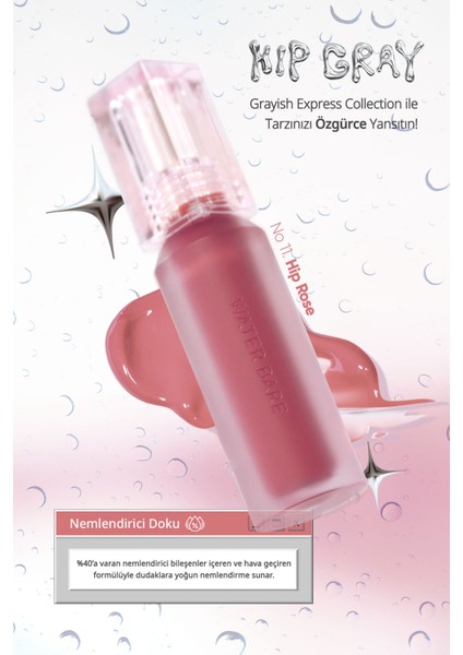 Doğal Tonlarda, Uzun Süre Kalıcı, Işıltılı Tint PERIPERA Water Bare Tint (11 Hip Rose) (Hip Gray)