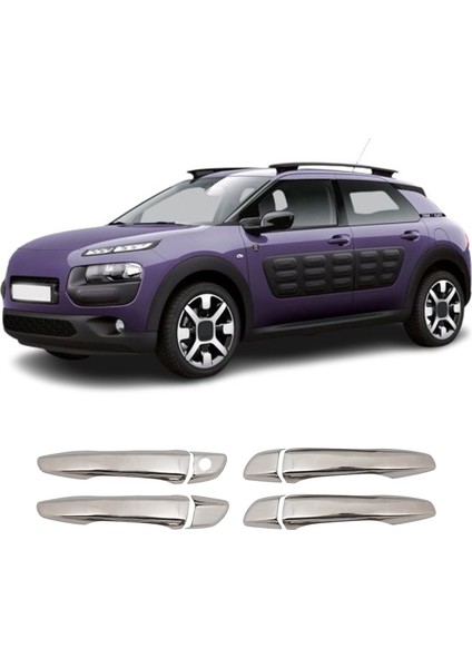 Citroen C4 Cactus Uyumlu 2016 ve Üzeri Krom Kapı Kolu 4 Kapı Paslanmaz Çelik