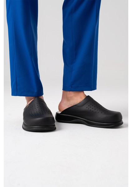 Siyah Erkek Prestij Cool Sabo Terlik Ortopedik Doktor Hemşire Hastane Terliği