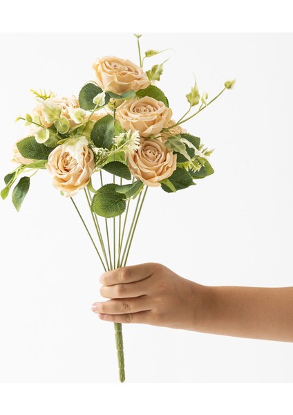 Yapay Aranjmanlı Gül Demeti 9 Dallı Somon