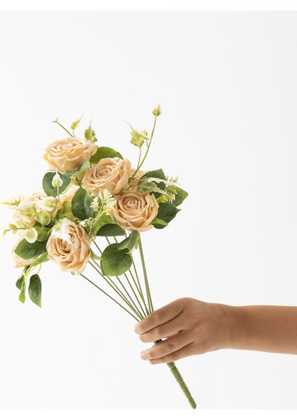 Yapay Aranjmanlı Gül Demeti 9 Dallı Somon fiyatları