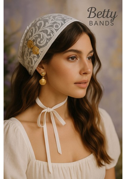 Betty Bands Krem Nakış Desenli Yazlık Bandana – Bağlamalı Model Üçgen Bağcıklı Form fiyatları