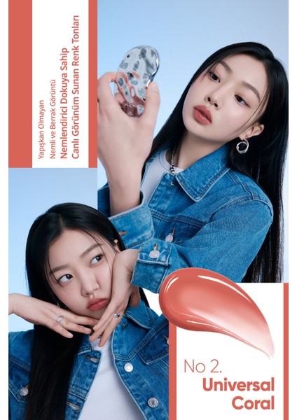 Doğal Tonlarda, Uzun Süre Kalıcı, Işıltılı Tint PERIPERA Water Bare Tint (02 Universal Coral)