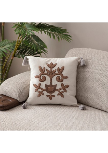 Comfort Punch Desenli Kırlent Kılıfı Kare Dekoratif Bohem Nakışlı Koltuk Yastık Kılıfı Panç 45X45 fiyatları