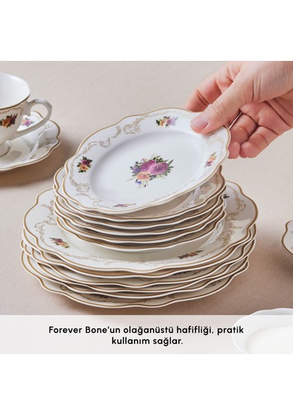 Forever Bone Antique 26 Parça 6 Kişilik Kahvaltı Seti Gold