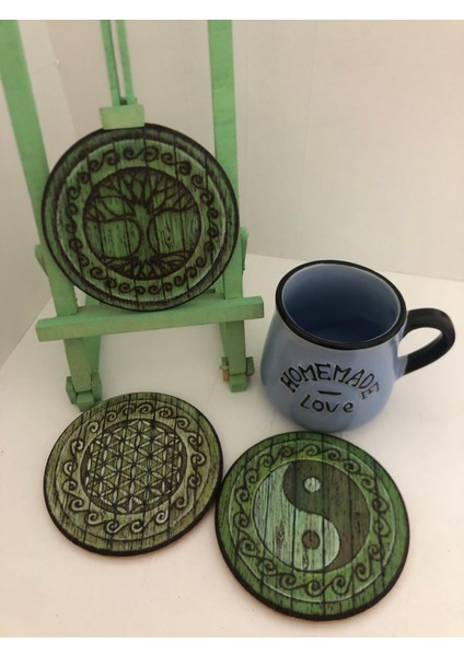 El Yakması Ahşap Bardak Altlığı