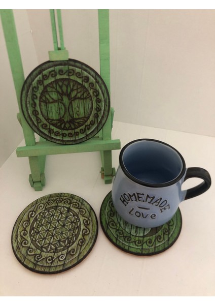 El Yakması Ahşap Bardak Altlığı modelleri