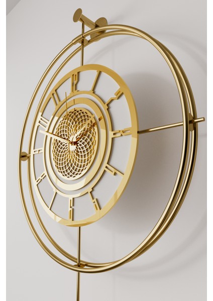 (Gold-Büyük Boy) - Özel Kadranlı Çark Lavinya - Kırılmaz Kadranlı (Mobilya) Metal Duvar Saati fiyatları