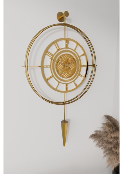 (Gold-Büyük Boy) - Özel Kadranlı Çark Lavinya - Kırılmaz Kadranlı (Mobilya) Metal Duvar Saati modelleri