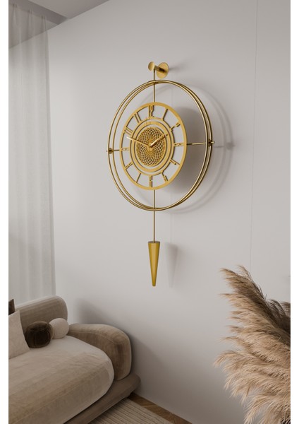 (Gold-Büyük Boy) - Özel Kadranlı Çark Lavinya - Kırılmaz Kadranlı (Mobilya) Metal Duvar Saati fırsatları