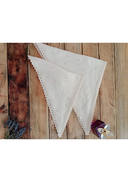 Anne Kız Kombin Üçgen Muslin Bandana | Dantelli – Pamuklu Kumaş fiyatları