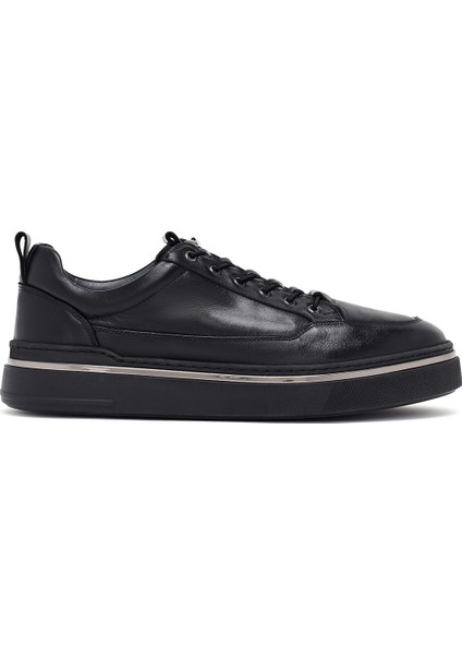 Erkek Siyah Bağcıklı Deri Sneaker 25WFD654918