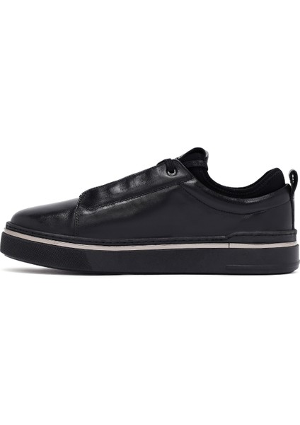 Erkek Siyah Bağcıklı Kalın Tabanlı Deri Sneaker 25WFD655018 fiyatları