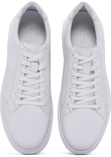 Erkek Beyaz Bağcıklı Deri Sneaker 25WFD610018