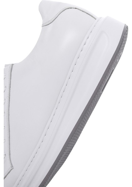 Erkek Beyaz Bağcıklı Deri Sneaker 25WFD610018
