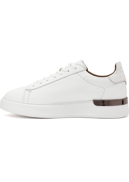 Erkek Beyaz Bağcıklı Kalın Tabanlı Deri Sneaker 25WFD6107FT fiyatları