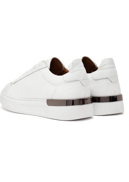 Erkek Beyaz Bağcıklı Kalın Tabanlı Deri Sneaker 25WFD6107FT indirimleri
