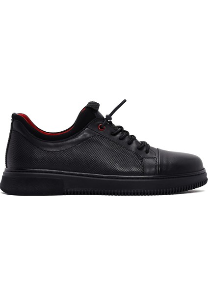 Erkek Siyah Bağcıklı Deri Sneaker 25WFD676026