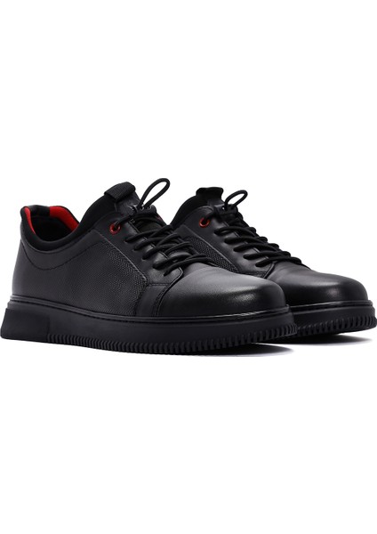 Erkek Siyah Bağcıklı Deri Sneaker 25WFD676026 modelleri