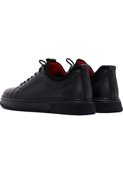 Erkek Siyah Bağcıklı Deri Sneaker 25WFD676026 indirimleri