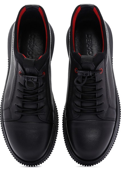 Erkek Siyah Bağcıklı Deri Sneaker 25WFD676026