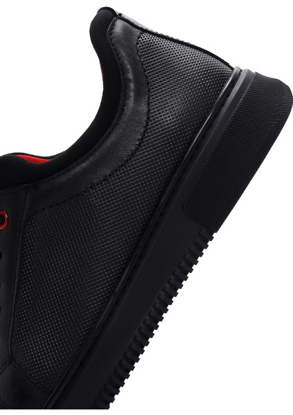 Erkek Siyah Bağcıklı Deri Sneaker 25WFD676026