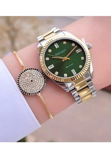 Rolex Kasa Çelik Kadın Kol Saati+Bileklik Hediye
