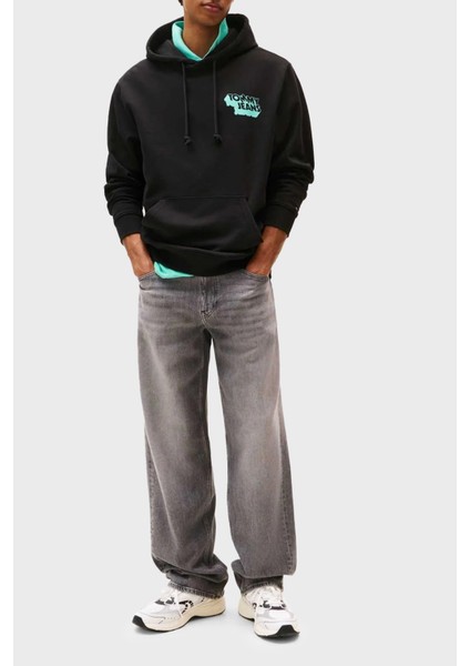 Grafik Logo Baskılı Pamuklu Regular Fit Kapüşonlu Sweat Erkek Sweat DM0DM21625 Bds