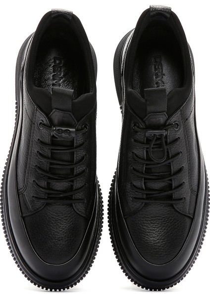 Erkek Siyah Bağcıklı Deri Sneaker 25WFD6761FT