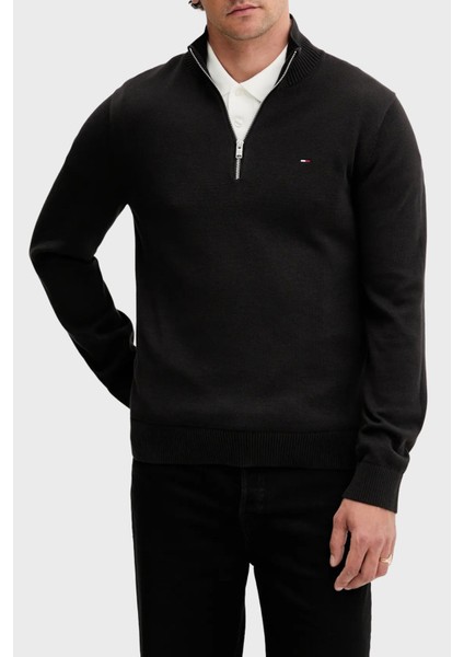 Pamuklu Slim Fit Yarım Fermuarlı Dik Yaka Kazak Erkek Kazak DM0DM21654 Bds