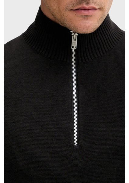 Pamuklu Slim Fit Yarım Fermuarlı Dik Yaka Kazak Erkek Kazak DM0DM21654 Bds fırsatları