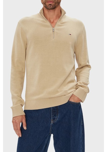 Pamuklu Slim Fit Yarım Fermuarlı Dik Yaka Kazak Erkek Kazak DM0DM21654 Rbv